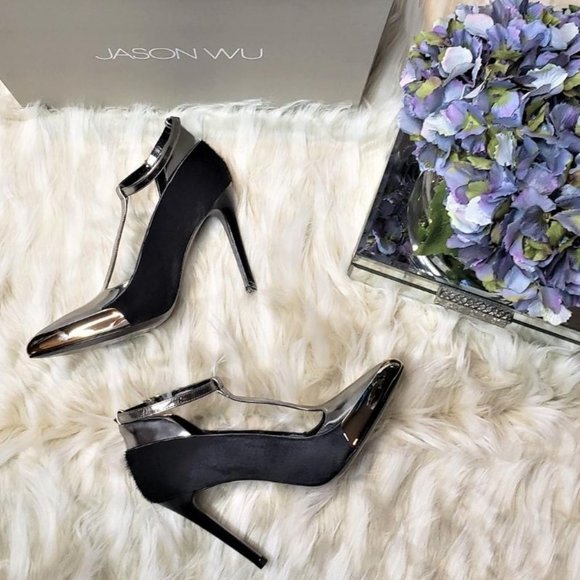 NIB JASON WU Hair-On-Hide Silver Metallic Stiletto, Size 5.5 - Picture 2 of 13